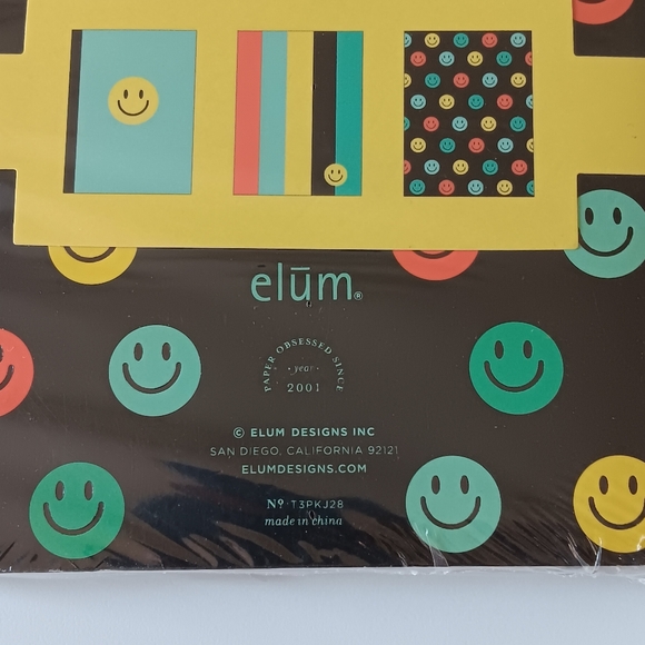 NEW Elum Journal Set of 3 Lined Pages Smiley Faces 7" x 5" Green Yellow Blue - Picture 2 of 4
